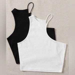 Never Worn Bundled 2 pcs Solid Asymmetric Neck Halter Top